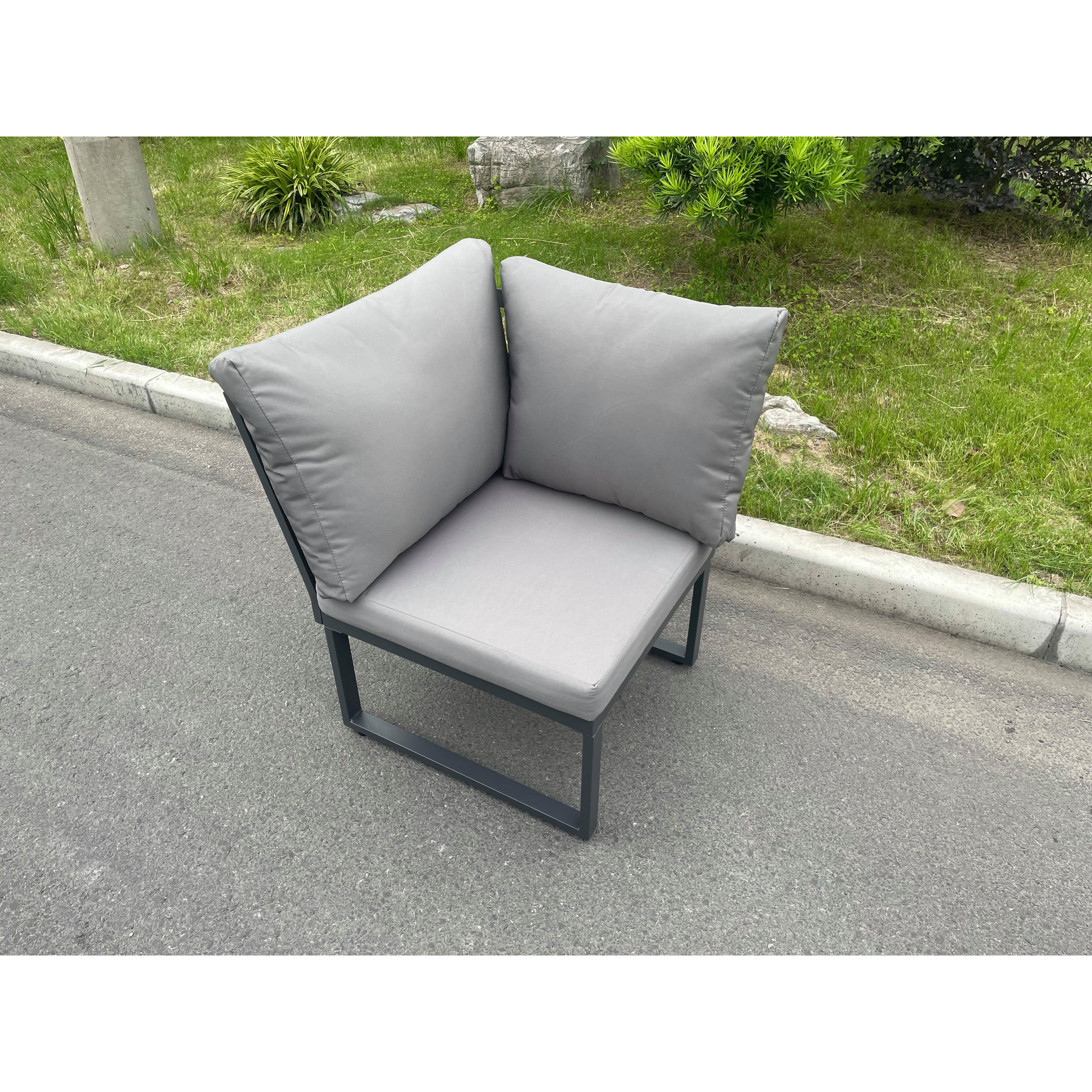 Aluminum Outdoor Garden Furniture Single Corner Sofa With Seat And Back Cushion Dark Grey - image 1