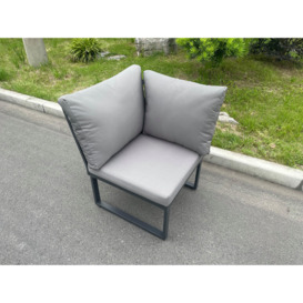 Aluminum Outdoor Garden Furniture Single Corner Sofa With Seat And Back Cushion Dark Grey - thumbnail 3