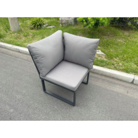 Aluminum Outdoor Garden Furniture Single Corner Sofa With Seat And Back Cushion Dark Grey - thumbnail 1