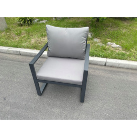 Aluminum Outdoor Garden Furniture Single Arm Chair Sofa With Seat And Back Cushion Dark Grey - thumbnail 3