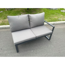 Aluminum Outdoor Garden Furniture Corner Sofa Adjustable Rising Lifting Table Sets Dark Grey Black Tempered Glass 8 Seater - thumbnail 3