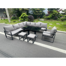 Aluminum Outdoor Garden Furniture Corner Sofa Chair 2 PC Stools Adjustable Rising Lifting Dining Table Sets 10 Seater - thumbnail 1