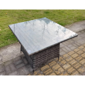 PE Rattan Outdoor Square Dining Table Garden Furniture Accessory Clear Tempered Glass - thumbnail 3
