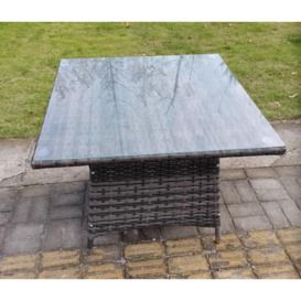 PE Rattan Outdoor Square Dining Table Garden Furniture Accessory Clear Tempered Glass - thumbnail 2
