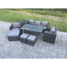 8 Seater Outdoor Garden Furniture Set Patio Rattan  Dining Table Lounge Sofa Chair  Footstool - thumbnail 1