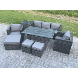 8 Seater Outdoor Garden Furniture Set Patio Rattan  Dining Table Lounge Sofa Chair  Footstool - thumbnail 3