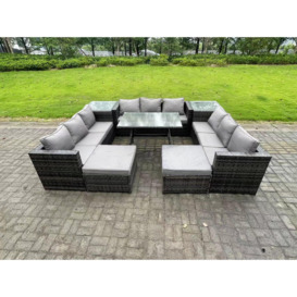 11 Seater Wicker PE Rattan Outdoor Furniture Lounge Sofa Garden Dining Set with Dining Table Side Table