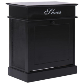 Shoe Cabinet Black 50x28x58 cm Paulownia Wood - thumbnail 1