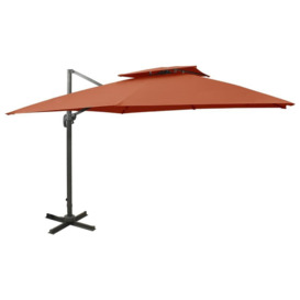 Cantilever Umbrella with Double Top 300x300 cm Terracotta
