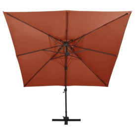 Cantilever Umbrella with Double Top 300x300 cm Terracotta - thumbnail 2