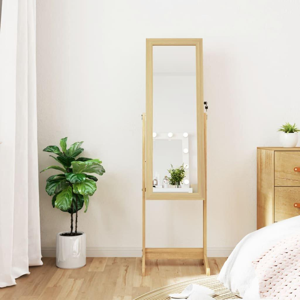 Mirror Jewellery Cabinet with LED Lights Free Standing - image 1