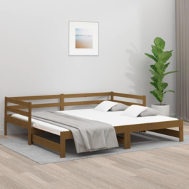 Pull-out Day Bed Honey Brown 2x(90x190) cm Solid Wood Pine