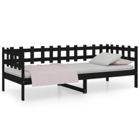 Day Bed Black 90x190 cm Solid Wood Pine - thumbnail 2