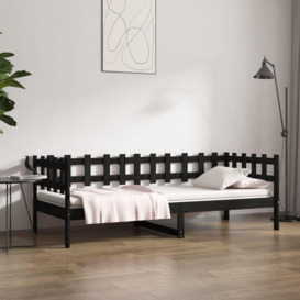 Day Bed Black 90x190 cm Solid Wood Pine - thumbnail 1