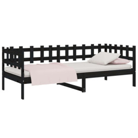 Day Bed Black 90x190 cm Solid Wood Pine - thumbnail 3
