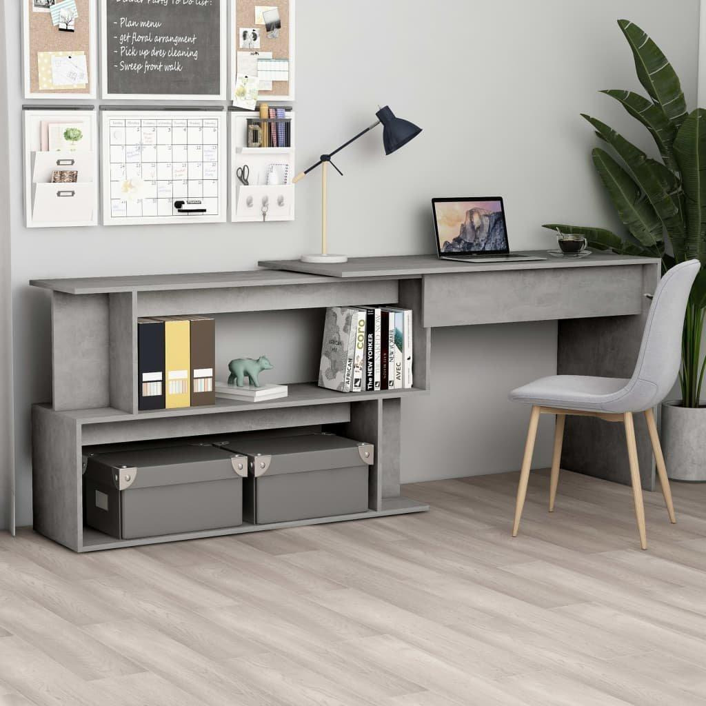Corner Desk Concrete Grey 200x50x76 cm Engineered Wood - image 1