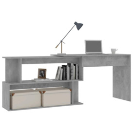 Corner Desk Concrete Grey 200x50x76 cm Engineered Wood - thumbnail 3