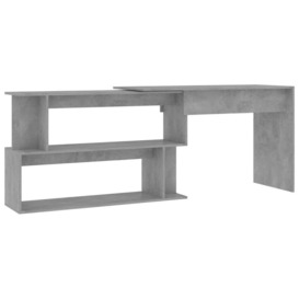 Corner Desk Concrete Grey 200x50x76 cm Engineered Wood - thumbnail 2