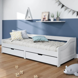 Day Bed with 2 Drawers IRUN White 90x200 cm Solid Wood Pine