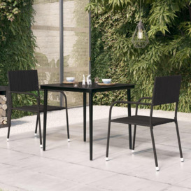 Garden Dining Table Black 80x80x74 cm Steel and Glass - thumbnail 1