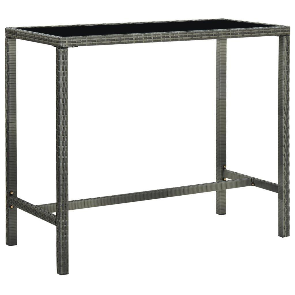 Garden Bar Table Grey 130x60x110 cm Poly Rattan and Glass - image 1