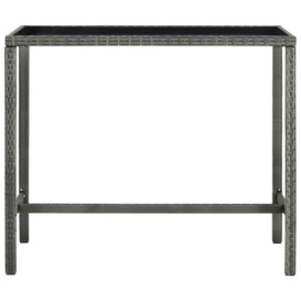 Garden Bar Table Grey 130x60x110 cm Poly Rattan and Glass - thumbnail 2