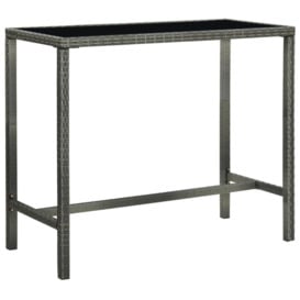 Garden Bar Table Grey 130x60x110 cm Poly Rattan and Glass - thumbnail 1