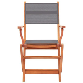 Folding Garden Chairs 6 pcs Grey Solid Eucalyptus Wood&Textilene - thumbnail 3