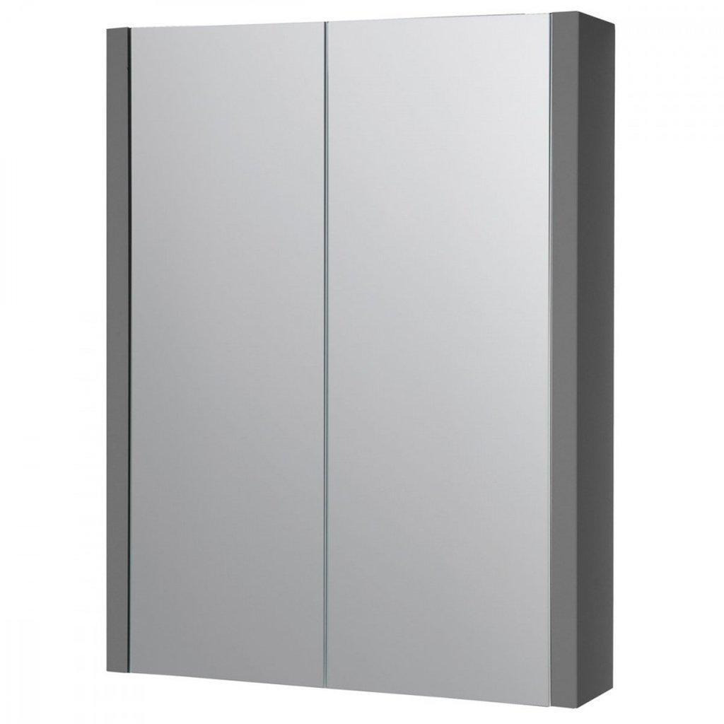 Grey Gloss Mirror Bathroom Cabinet 500mm Wide - image 1