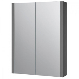 Grey Gloss Mirror Bathroom Cabinet 500mm Wide - thumbnail 1