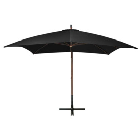 Hanging Parasol with Pole Black 3x3 m Solid Fir Wood - thumbnail 2