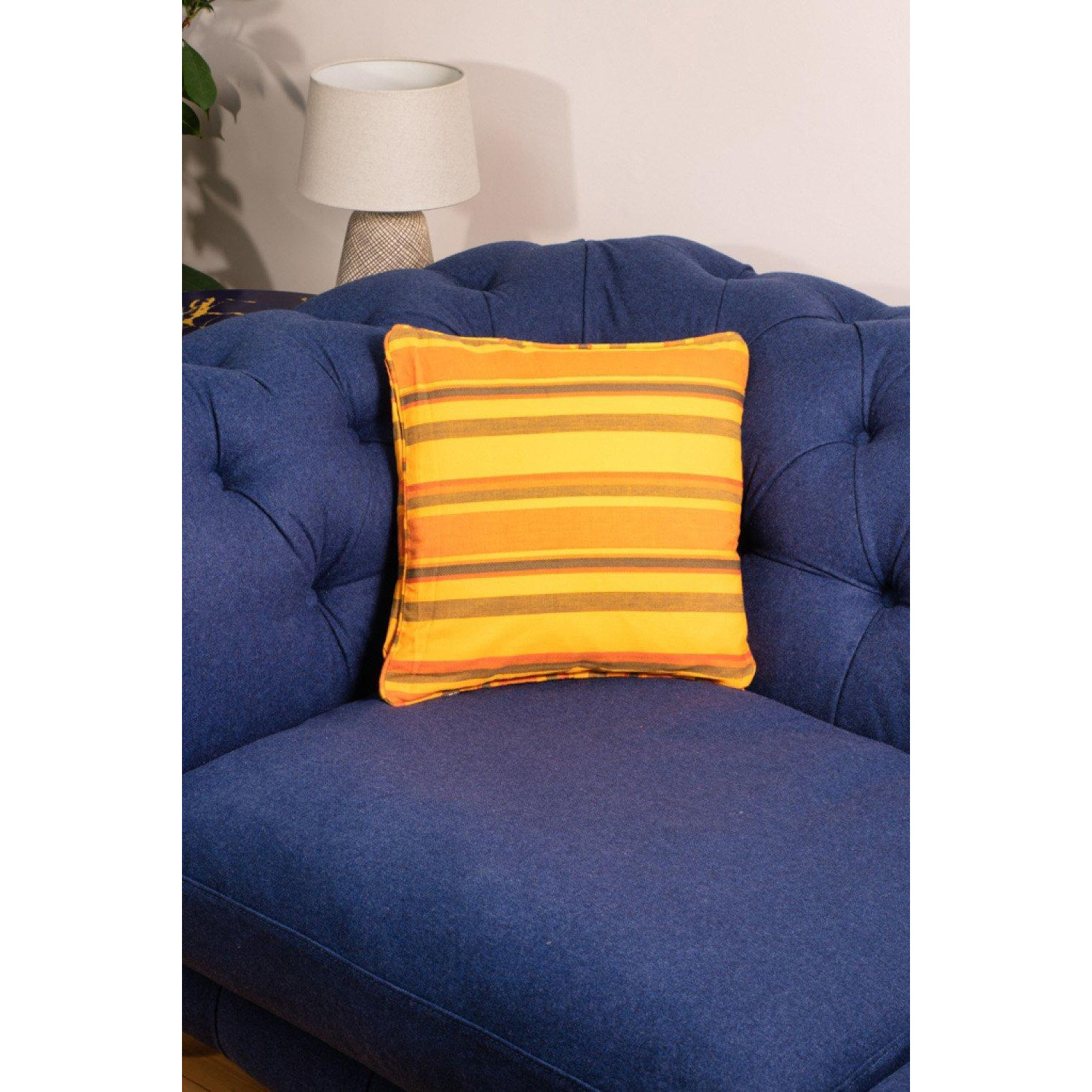Orange Stripe Tufted Cushion Cover - image 1