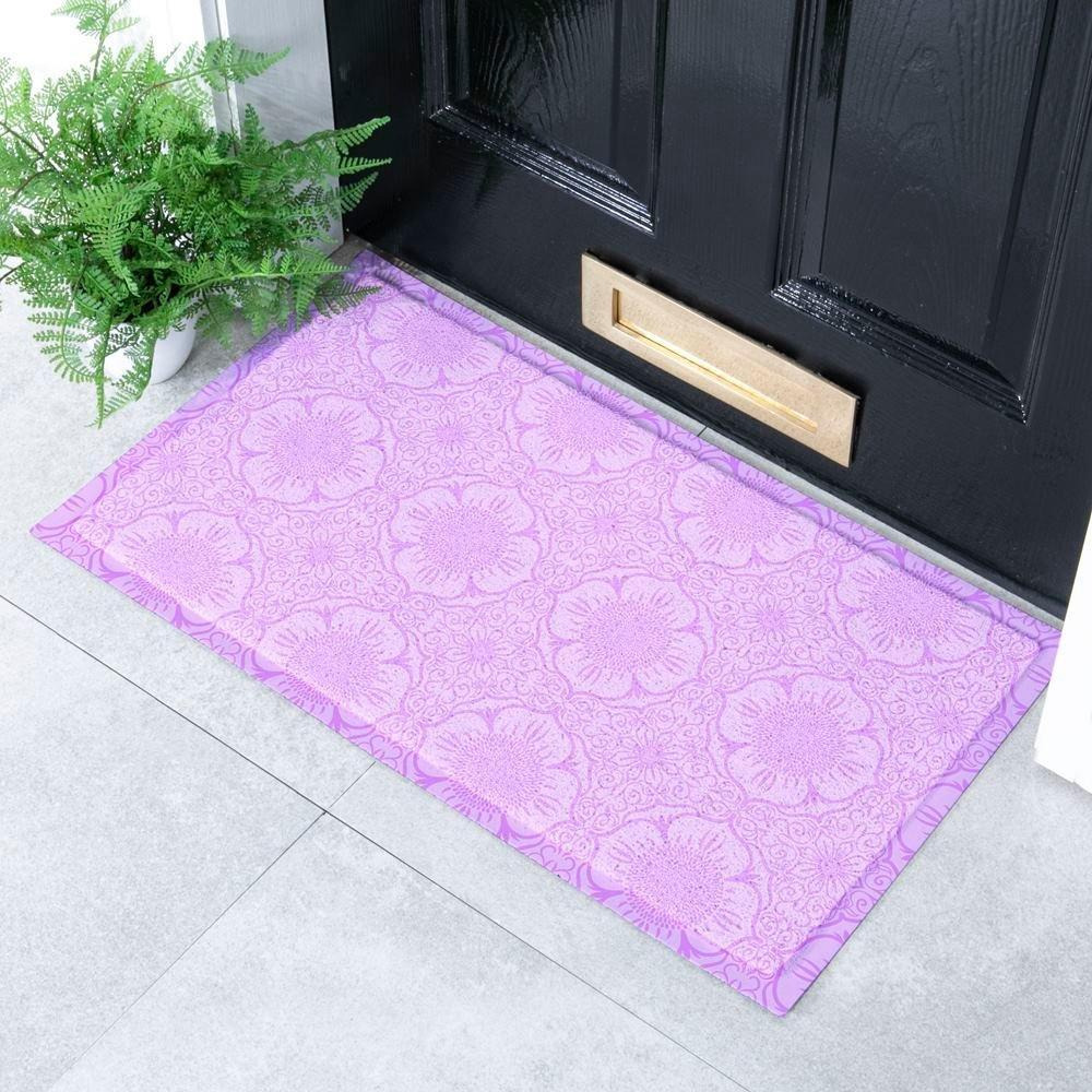 Lilac Flower Pattern Indoor & Outdoor Doormat - 70x40cm - image 1