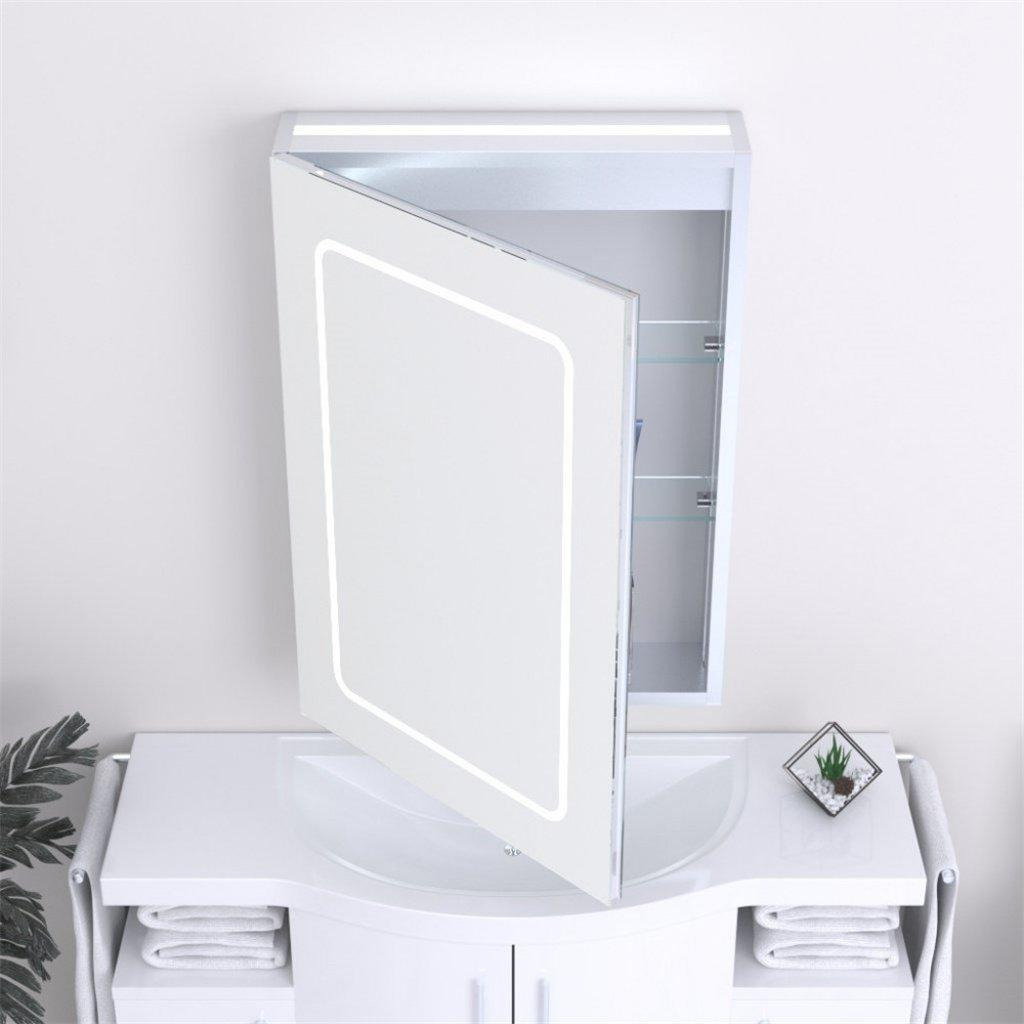 70cm Tall LED (Rounded Rectangle) Bathroom Mirror Cabinet - image 1