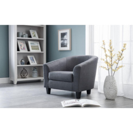 Tub Chair in Slate Grey Linen - thumbnail 2