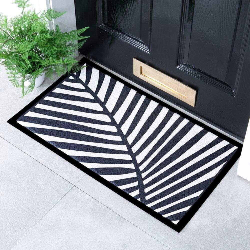 Black and White Palm Indoor & Outdoor Doormat - 70x40cm - image 1