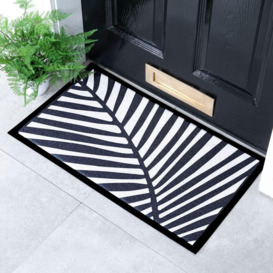 Black and White Palm Indoor & Outdoor Doormat - 70x40cm - thumbnail 1