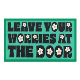 Leave Your Worries At The Door Daisy Indoor & Outdoor Doormat - 70x40cm - thumbnail 2