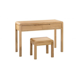 Oak Curve 2 Drawers Dressing Table and Stool - thumbnail 1