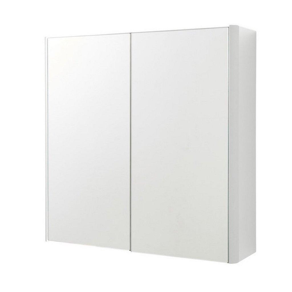 Gloss White 2-Door Mirror Bathroom Cabinet 60cm H x 60cm W - image 1