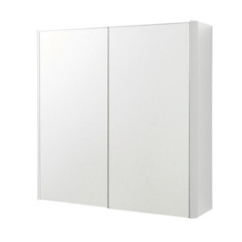 Gloss White 2-Door Mirror Bathroom Cabinet 60cm H x 60cm W - thumbnail 1