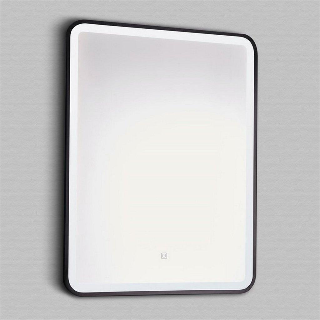 70cm Rectangle LED Matt Black Wall Mirror with Demister Pad - image 1