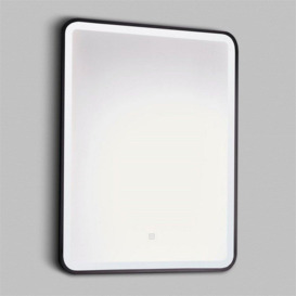 70cm Rectangle LED Matt Black Wall Mirror with Demister Pad - thumbnail 1