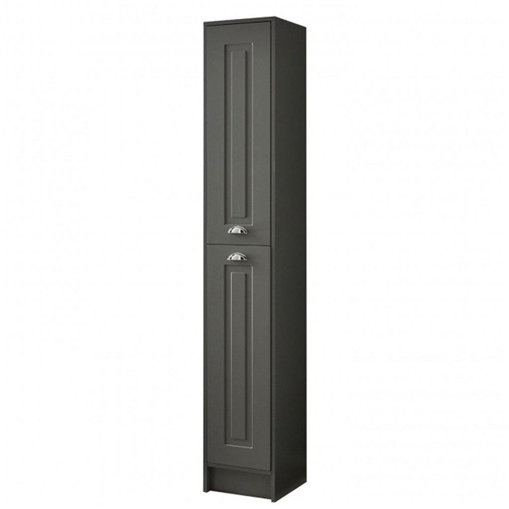 Matt Grey Bathroom Standing 2-Door Side Tall Unit 300mm Wide - image 1
