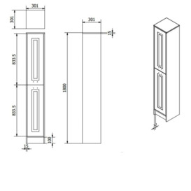 Matt Grey Bathroom Standing 2-Door Side Tall Unit 300mm Wide - thumbnail 3