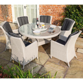 6 Seater Natural Putty Grey Weave Garden Dining Set