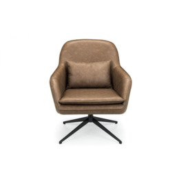 Brown Faux Leather Swivel Chair - thumbnail 2