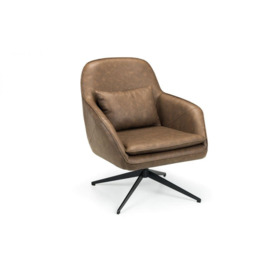 Brown Faux Leather Swivel Chair - thumbnail 1