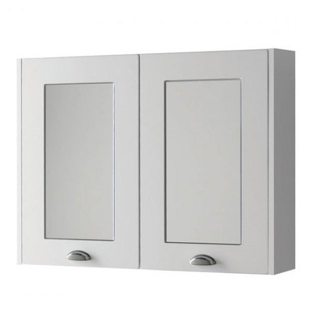 White Bathroom Mirror Cabinet 80cm Wide - image 1