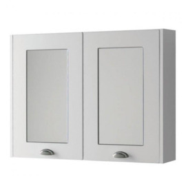White Bathroom Mirror Cabinet 80cm Wide - thumbnail 1